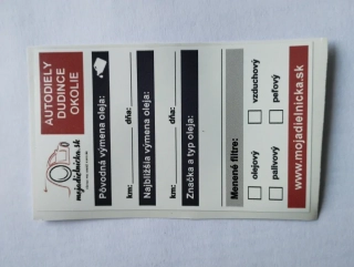 Štítok na výmenu oleja mojadielnicka.sk (samolepka)