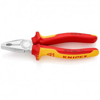 Kombinované kliešte, elektrikárske, izolované 1000 V, 180 mm - KNIPEX 03 06 180