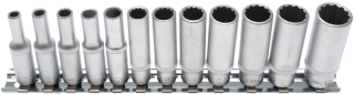 Nástrčné hlavice 1/4", palcové 5/32" - 9/16", 12hranné, predĺžené, sada 12 ks - BGS 2757