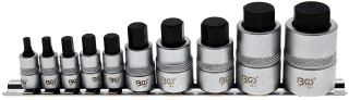 Zástrčné hlavice Imbus, 1/4", 3/8", 1/2", M4-M19 mm, extra krátke, sada 10 kusov - BGS 5099