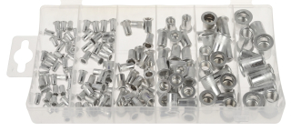 Maticové nity - nitovacie matice, M3 - M10, plochá hlava, hliník, sada 150 kusov