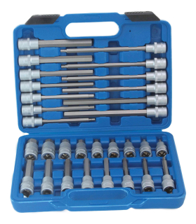 Zástrčné hlavice Imbus 1/2", H5 - H19, krátke, stredné a extra dlhé, súprava 30 kusov