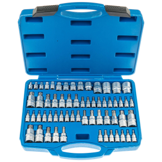 Nástrčné a zástrčné hlavice TORX, 1/4", 3/8" a 1/2", sada 60 kusov